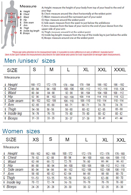 Siven Size Guide